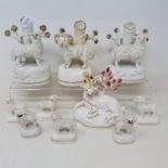 A pair of 19th century Staffordshire quill holders, applied sheep, and twenty other Staffordshire