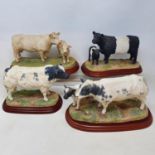 A Border Fine Arts Simmental Bull, five others and three Border Fine Art ceramic cattle (9)