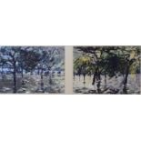 Frances Hatch, Thorney, flooded orchard, acrylic on paper, Alpha House Gallery label verso, 17 x