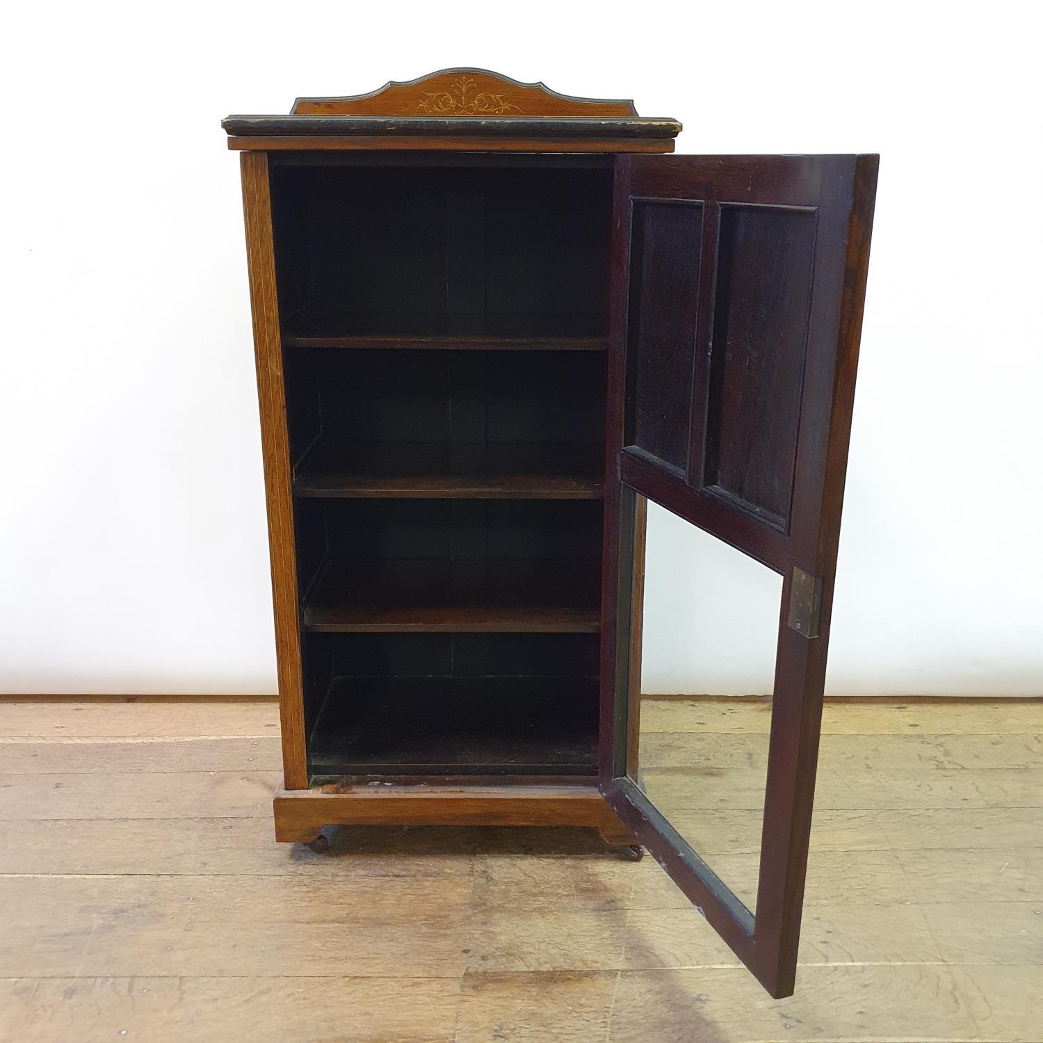 A 19th century rosewood and marquetry inlaid music cabinet, 54 cm wide - Image 6 of 11