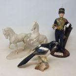 A Beswick Magpie, a Continental figure of a soldier, and other items (box)