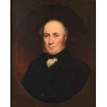 A Houston, a bust portrait of a gentleman wearing a white cravat, oil on canvas, a painted oval,