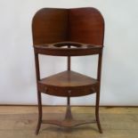 A 19th century mahogany corner washstand, 55 cm wide