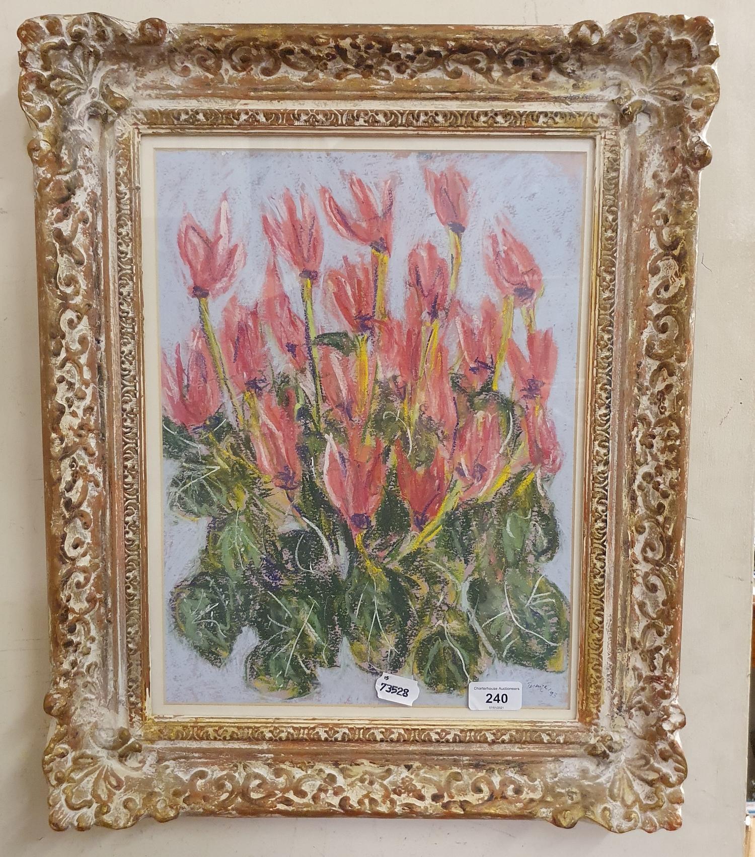 English school, late 20th century, still life of flowers, pastel, signature indistinct, dated '93, - Image 2 of 2