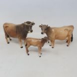 A Beswick Jersey bull, CH. Dunsley Coy Boy, 1422, a Jersey cow CH. Newton Tinkle, 1345, and a Jersey