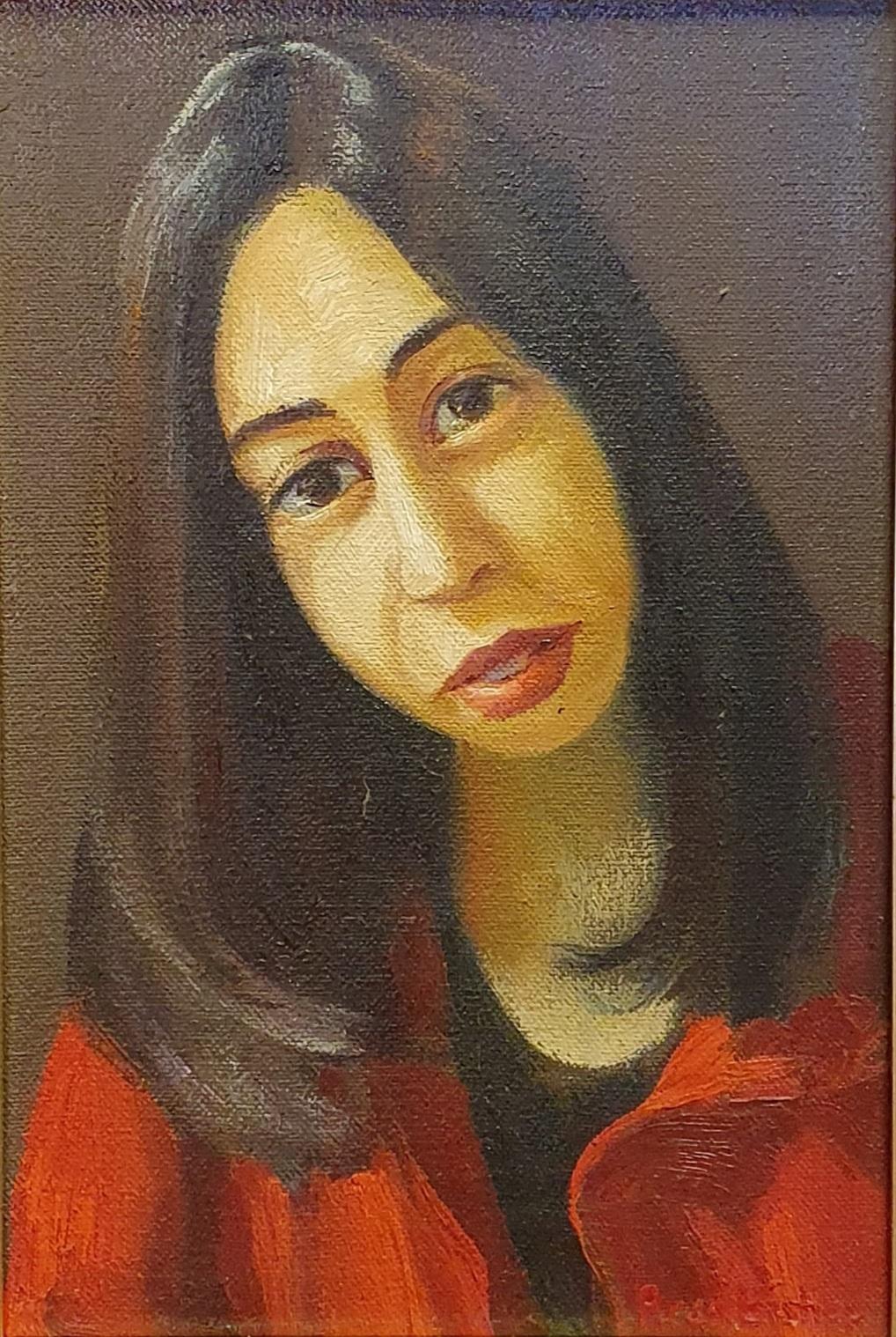 Brian Bishop, portrait of a woman, oil on canvas, 28 x 18 cm