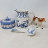 A Staffordshire cow creamer, and other ceramics (2 boxes)