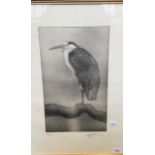 A print of a heron, 24/50, signature indistinct, 22 x 38 cm and a goose, 109/200, 27 x 20 cm (2)