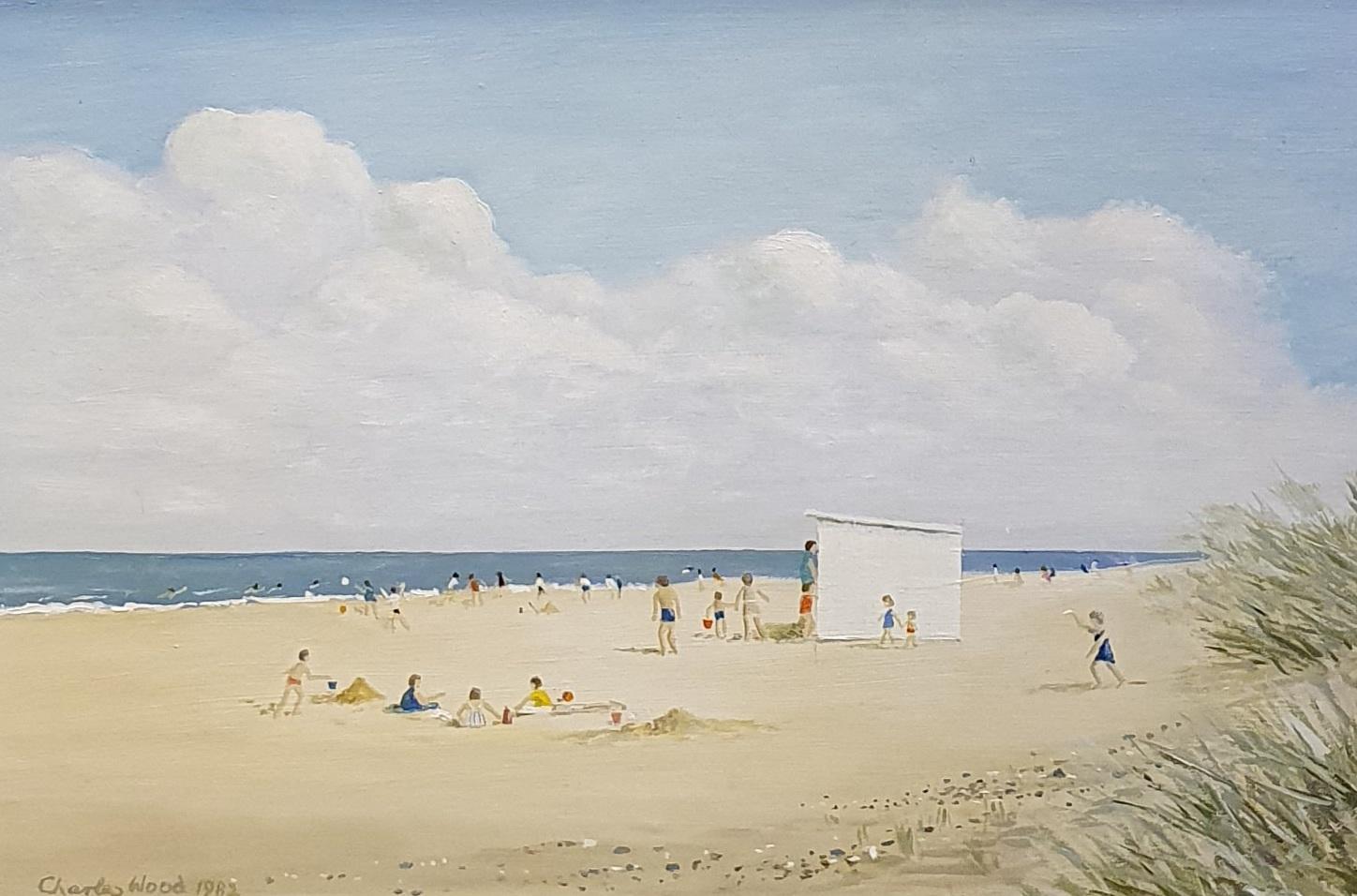 Charles Wood, beach scenes, oil on board, dated 1982, a pair, 23 x 33cm (2) - Image 2 of 3