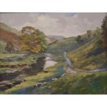 Arnold Denby, Langstrotdale, oil on board, 38 x 49 cm, signed, titled and dated 1953 verso on mount