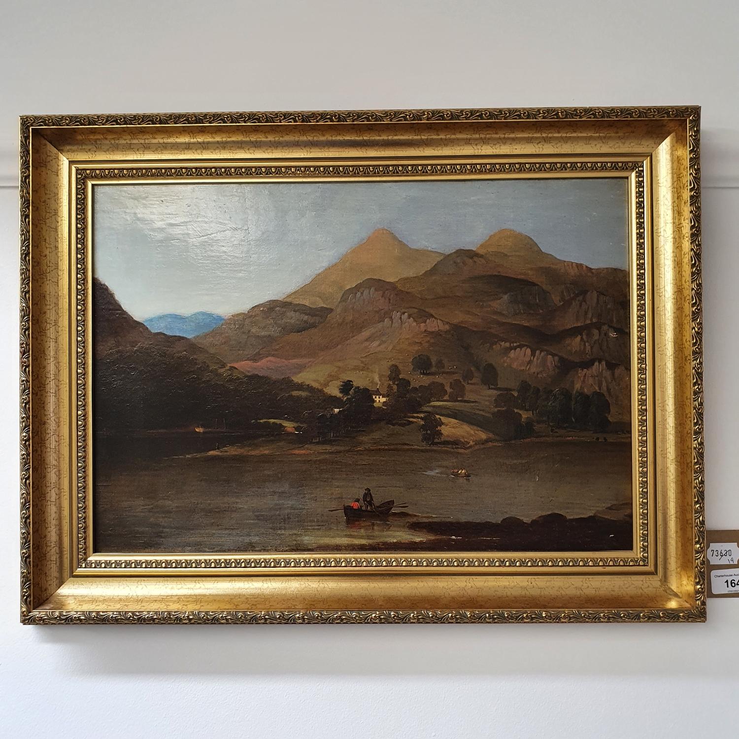 English school, 19th century, Langdale Pikes from Loughrigg Fell, oil on canvas laid down, 33 x 47.5 - Image 2 of 4