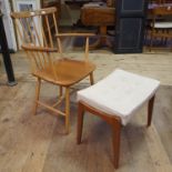 A Danish carver chair, and a stool (2)