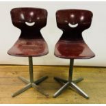 A pair of bentwood and chrome desk chairs (2)