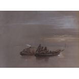 English school, 19th century, smugglers in two boats, watercolour 23 x 32 cm