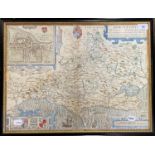 A 17th century map of Dorsetshyre (sic) dated 1662, 38 cm x 50 cm