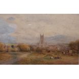 Samuel Standige Boden (1826-1882), Canterbury from the Meadows, watercolour, 20 x 31 cm and a