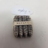 A modern silver coloured metal novelty vesta, in the form of Havana cigars, 3 cm wide