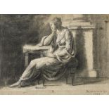 English school, 18th century, study of a women in classical pose, pastel, signature indistinct,