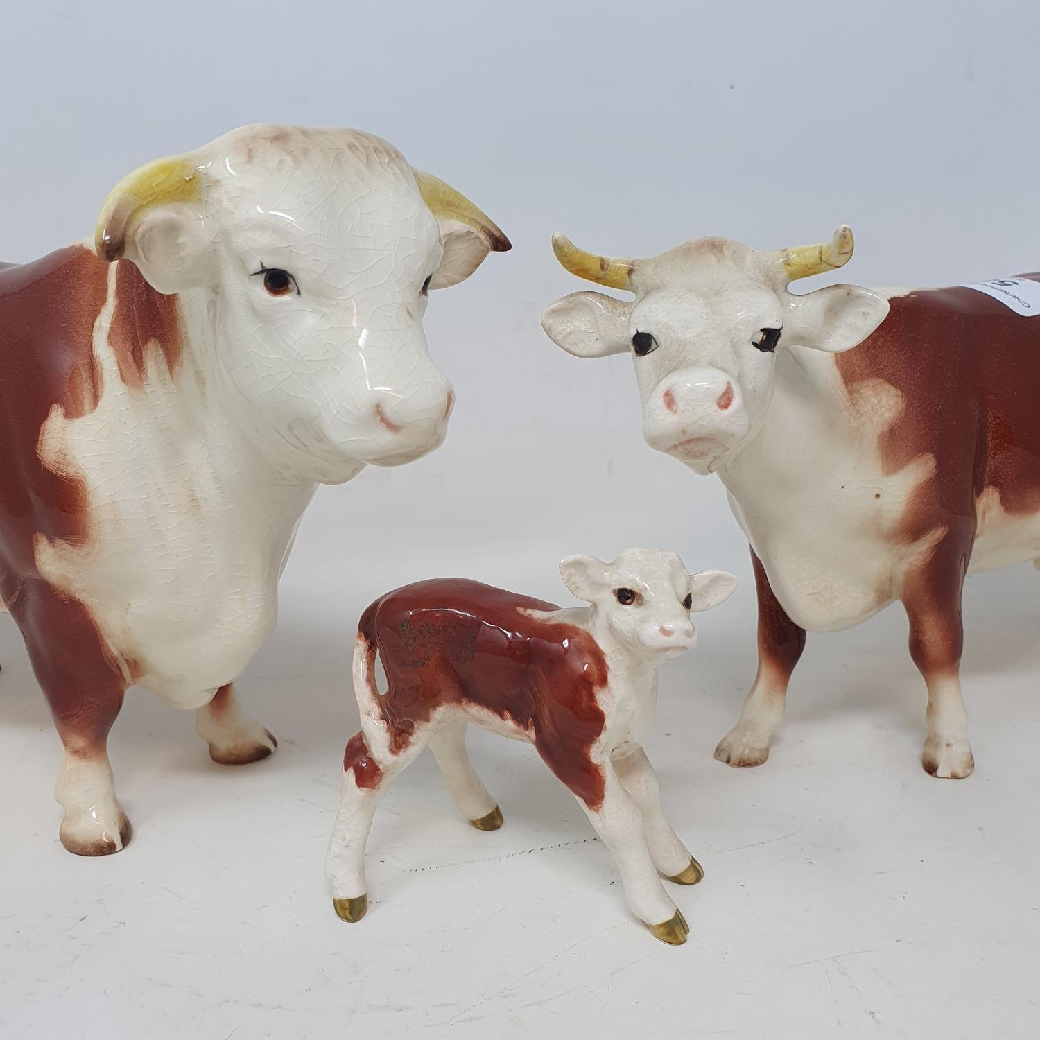 A Beswick Hereford bull, a Hereford cow, and a Hereford calf (3) - Image 2 of 3