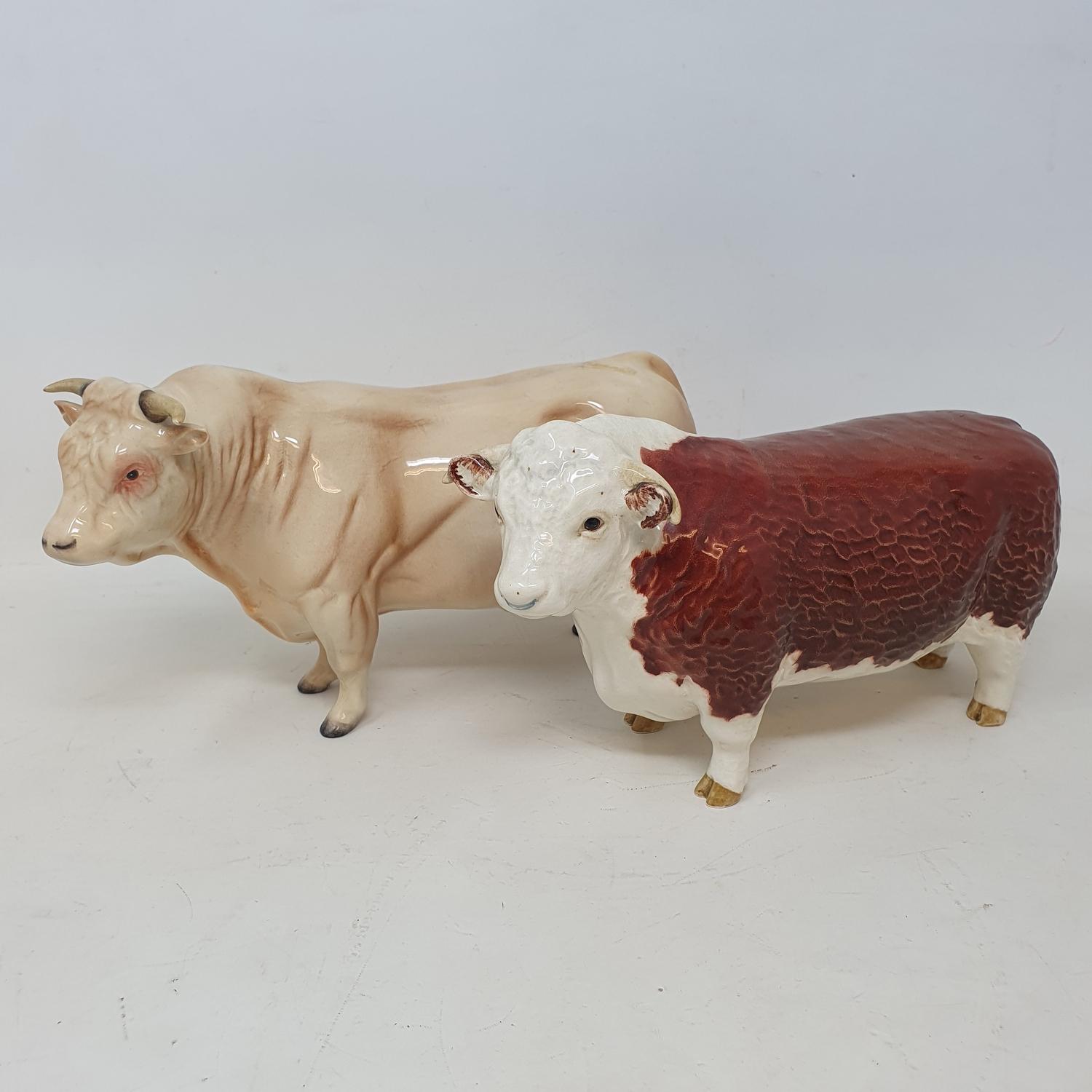 A Beswick Charolais bull, 2463A, and a Hereford bull (2)