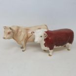 A Beswick Charolais bull, 2463A, and a Hereford bull (2)