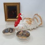 A Continental egg holder, in the form of a turkey, and various other items (box)