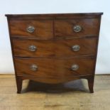 A 19th century mahogany chest, having two short and two long drawers on splay bracket feet, 90 cm