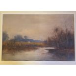 J. Lawrence Hart (1830-1907), a landscape with a stream and boat, watercolour signed, 23 x 35 cm,