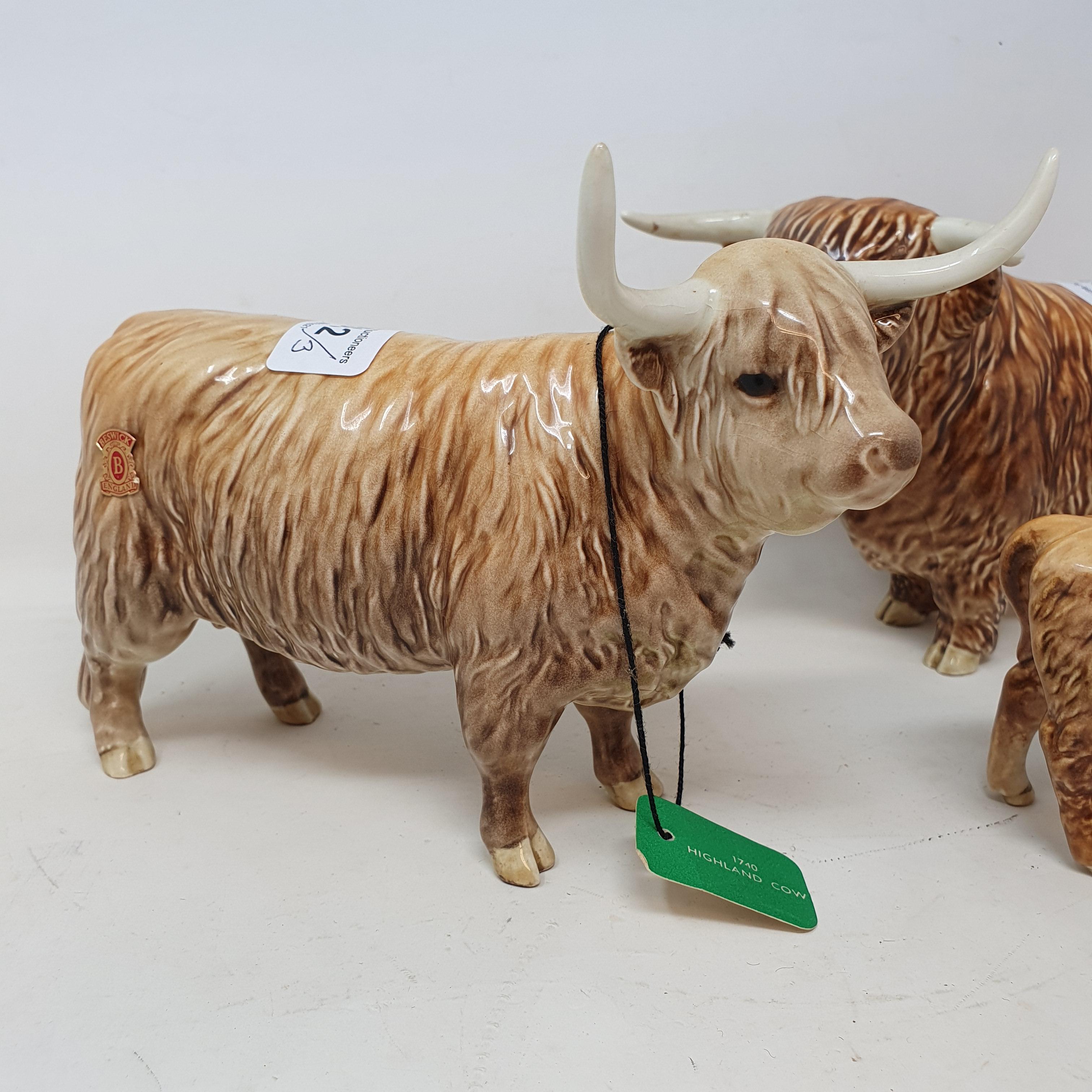 A Beswick Highland bull, 2008, a Highland cow, 1740, and a Highland calf, 1827D (3) - Image 4 of 10