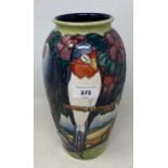 A Moorcroft pottery bird vase, of ovoid form, limited edition, 27/500, 15 cm high