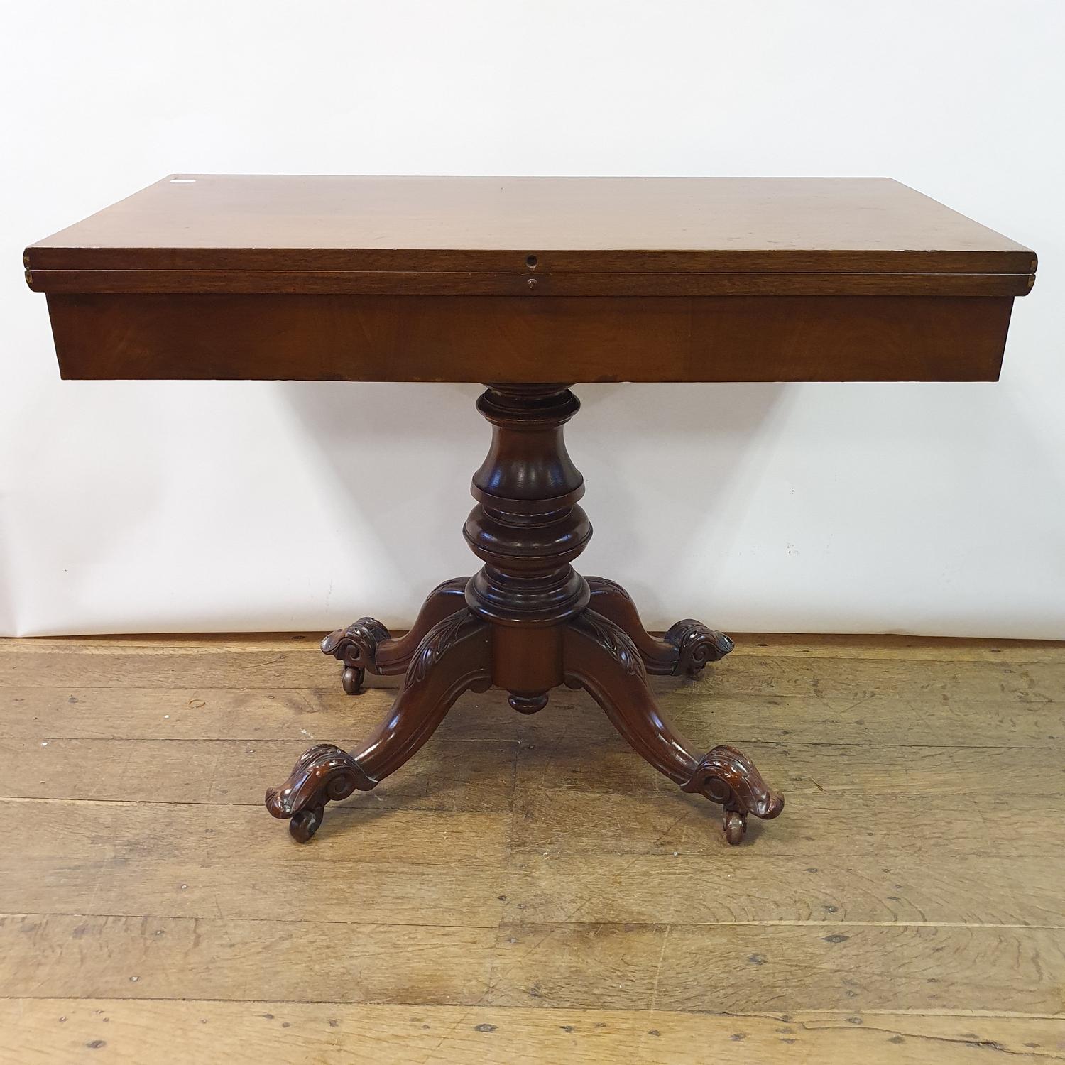 A Victorian mahogany tea table, on a turned column and four downswept legs, 96 cm wide, two - Image 5 of 6