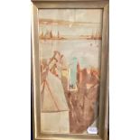 J G Sykes, coastal town scene, watercolour, signed, and various other pictures and prints (qty)