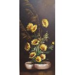 Albani, still life of flowers, oil on canvas, artist's label verso, 58 x 28 cm