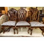 A set of six George III style dining chairs and and three corner cabinets (9)