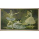 A Russell Flint, artist's proof, three ballerinas, signed in pencil, 40 x 69 cm