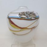 A Barry Cullen heart glass vase, engraved mark to base, dated 1991, 16 cm
