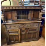 A modern oak court cupboard, 126 cm wide, a TV stand and an oak cupboard (3)