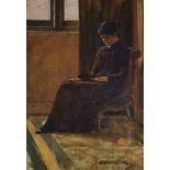 English school, early 20th century, a quiet read, oil on canvas, 31.5 x 22 cm