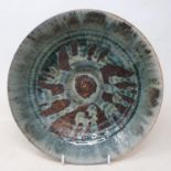 James Mellon (1925-2014), an ash glazed stoneware dish, 27 cm diameter