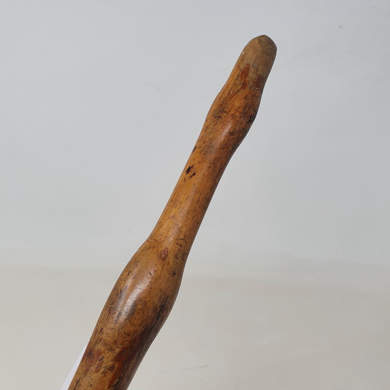 A 19th century folk art walking stick, the carved handle in the form of a lady in a bonnet and - Image 8 of 8