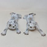 A pair of 20th century French faience pottery cats, 29 cm wide (2)