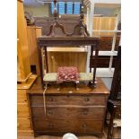 A 19th century mahogany chest, having three drawers, 113 cm wide, a folding card table, two