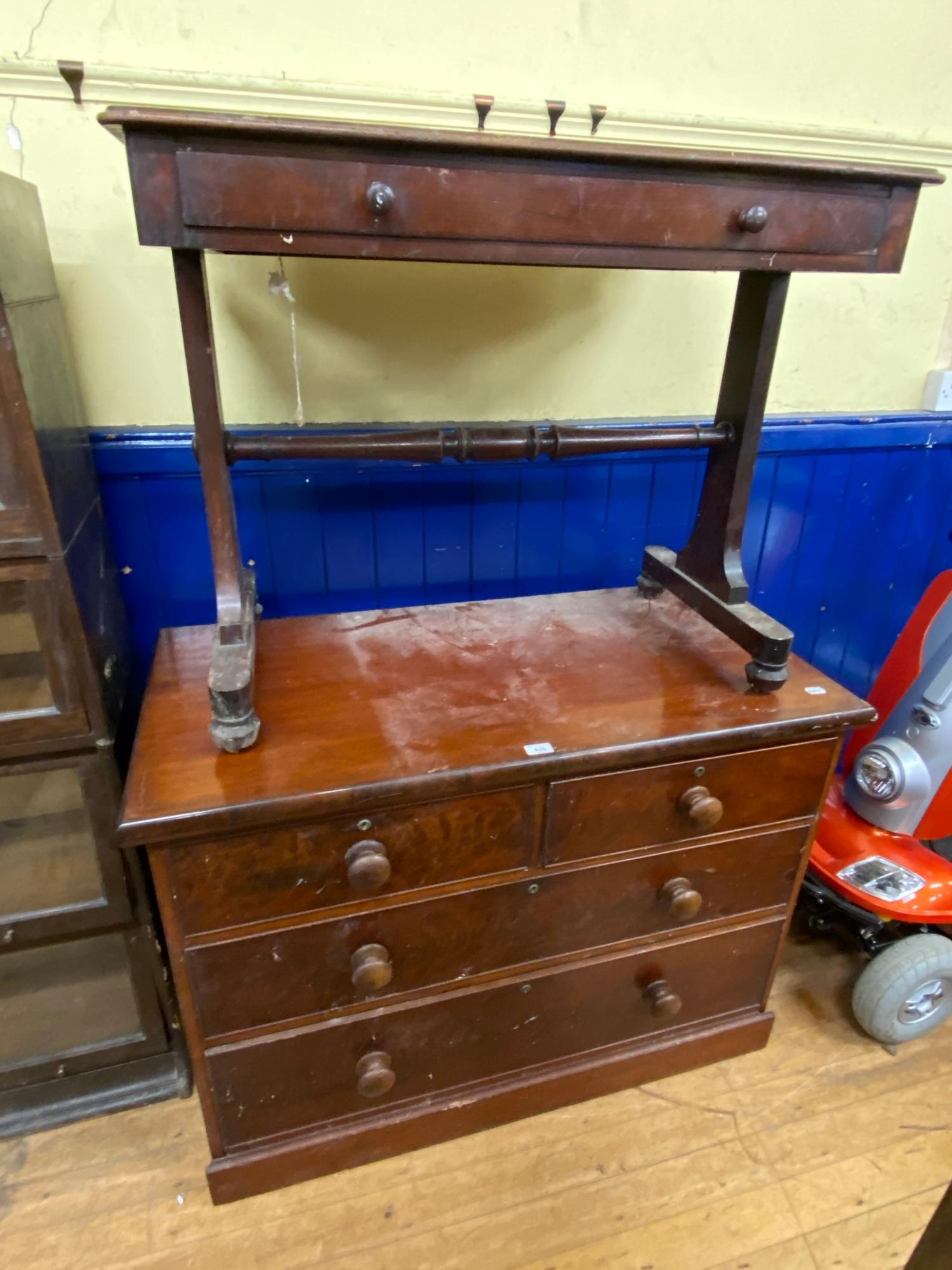 A 19th century mahogany table, with single frieze drawer, 90 cm wide, and a 19th century mahogany