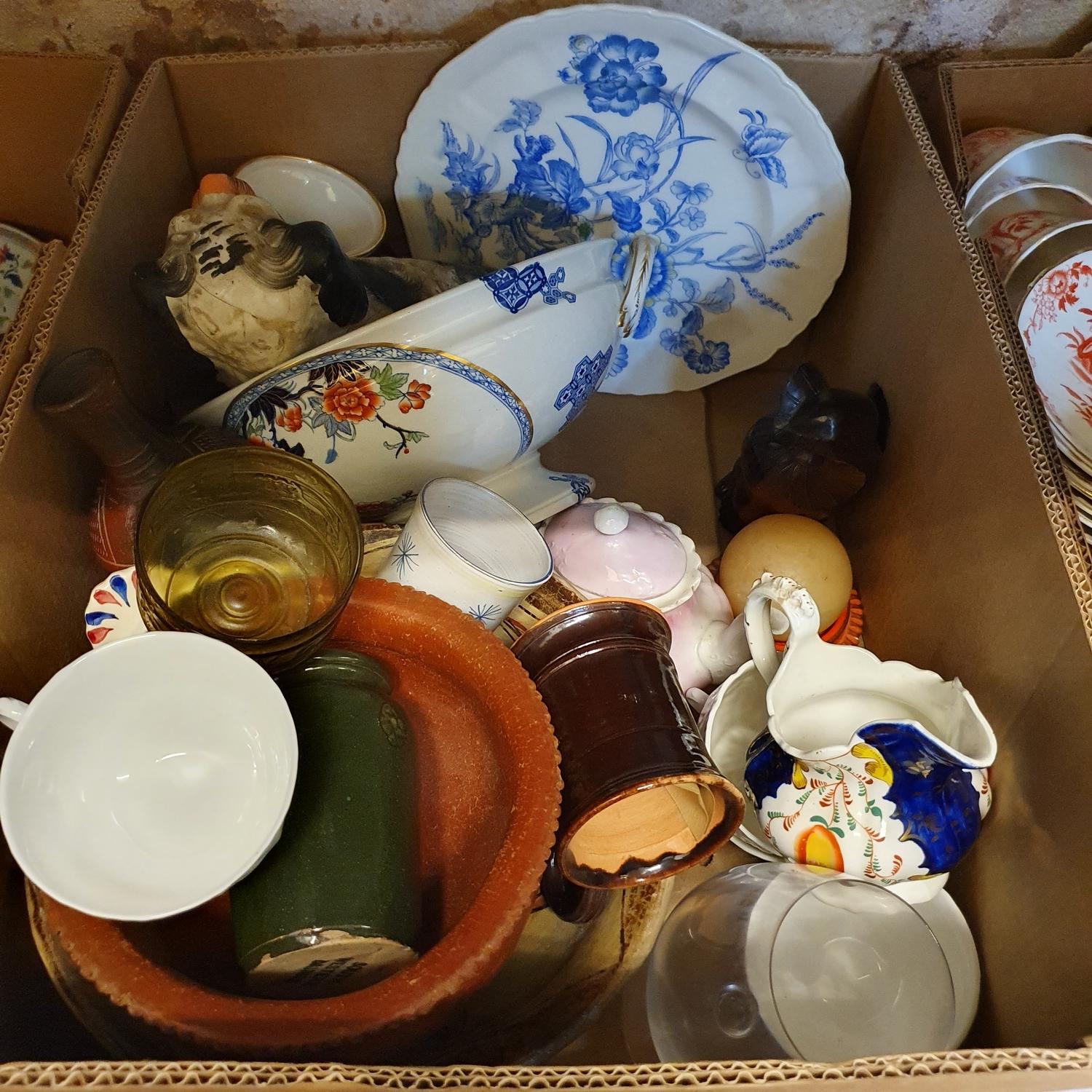 A Royal Crown Derby part tea service, and other assorted ceramics (2 boxes) - Image 3 of 6