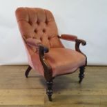 A 19th century button back armchair