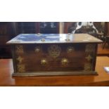 An 18th century Eastern hardwood and brass bound chest, 66 cm wide