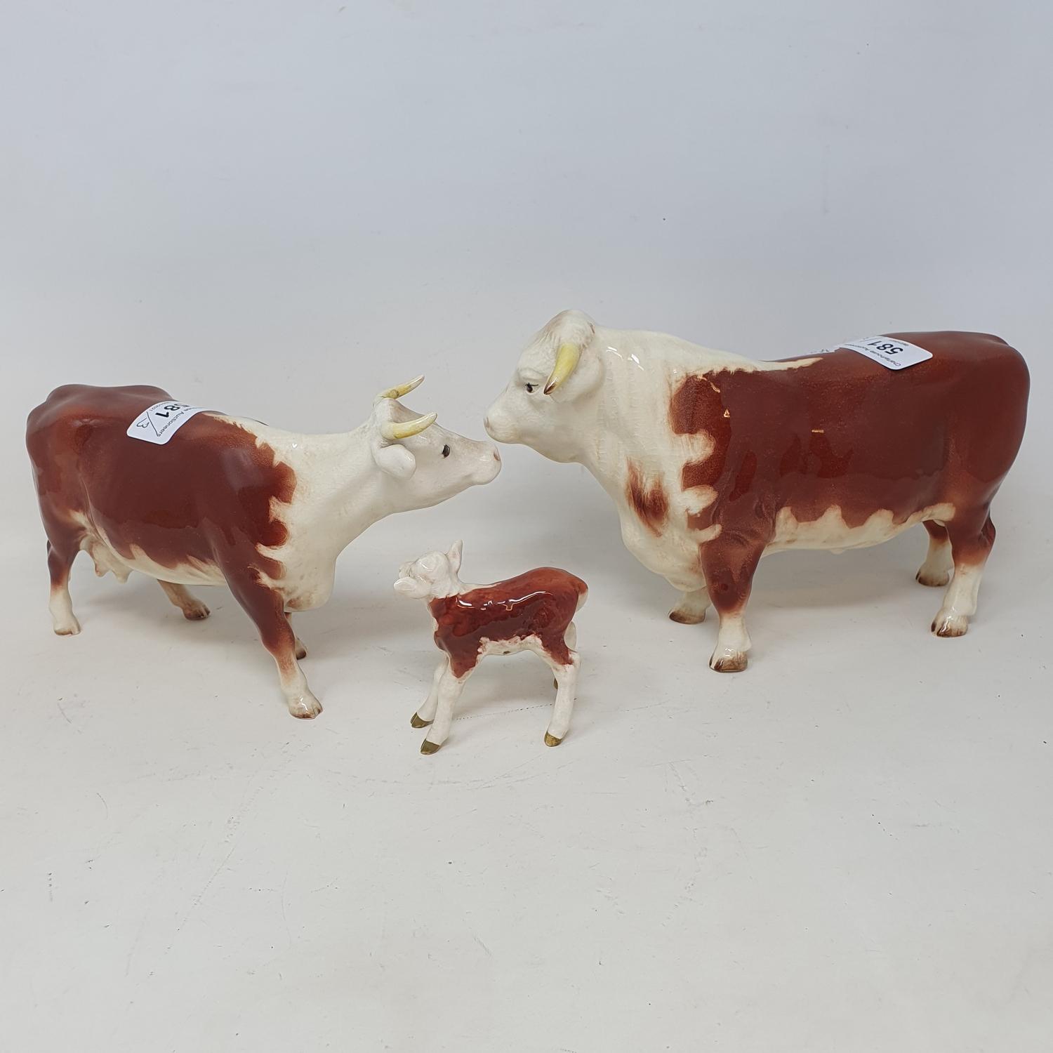 A Beswick Hereford bull, a Hereford cow, and a Hereford calf (3) - Image 3 of 3