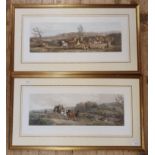 Set of four coaching prints, Spring, Summer, Autumn and Winter, 32 x 76 cm