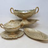 A 19th century Wedgwood Drabware part dessert service, comprising an oval bowl on stand, 38 cm wide,