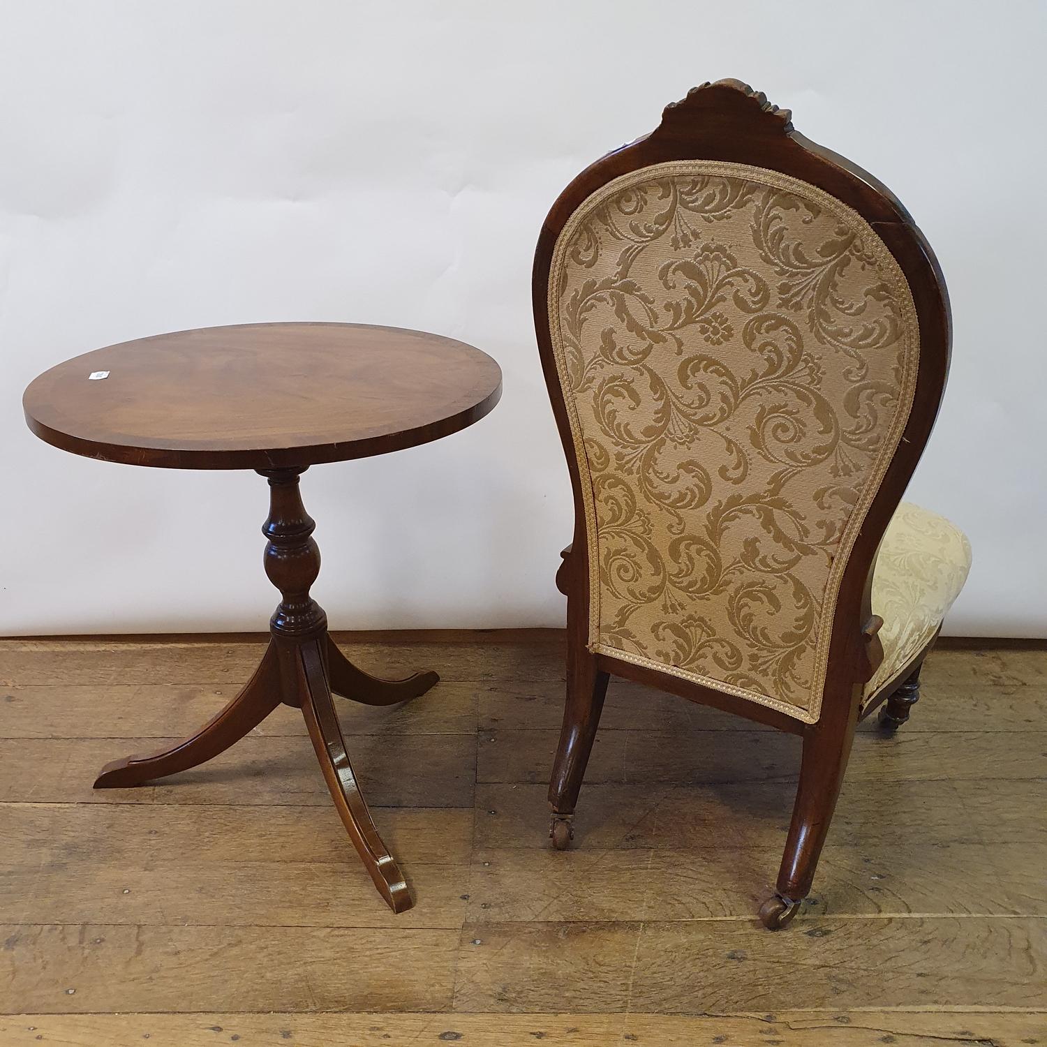 A 19th century mahogany nursing chair, and a wine table (2) - Image 2 of 3